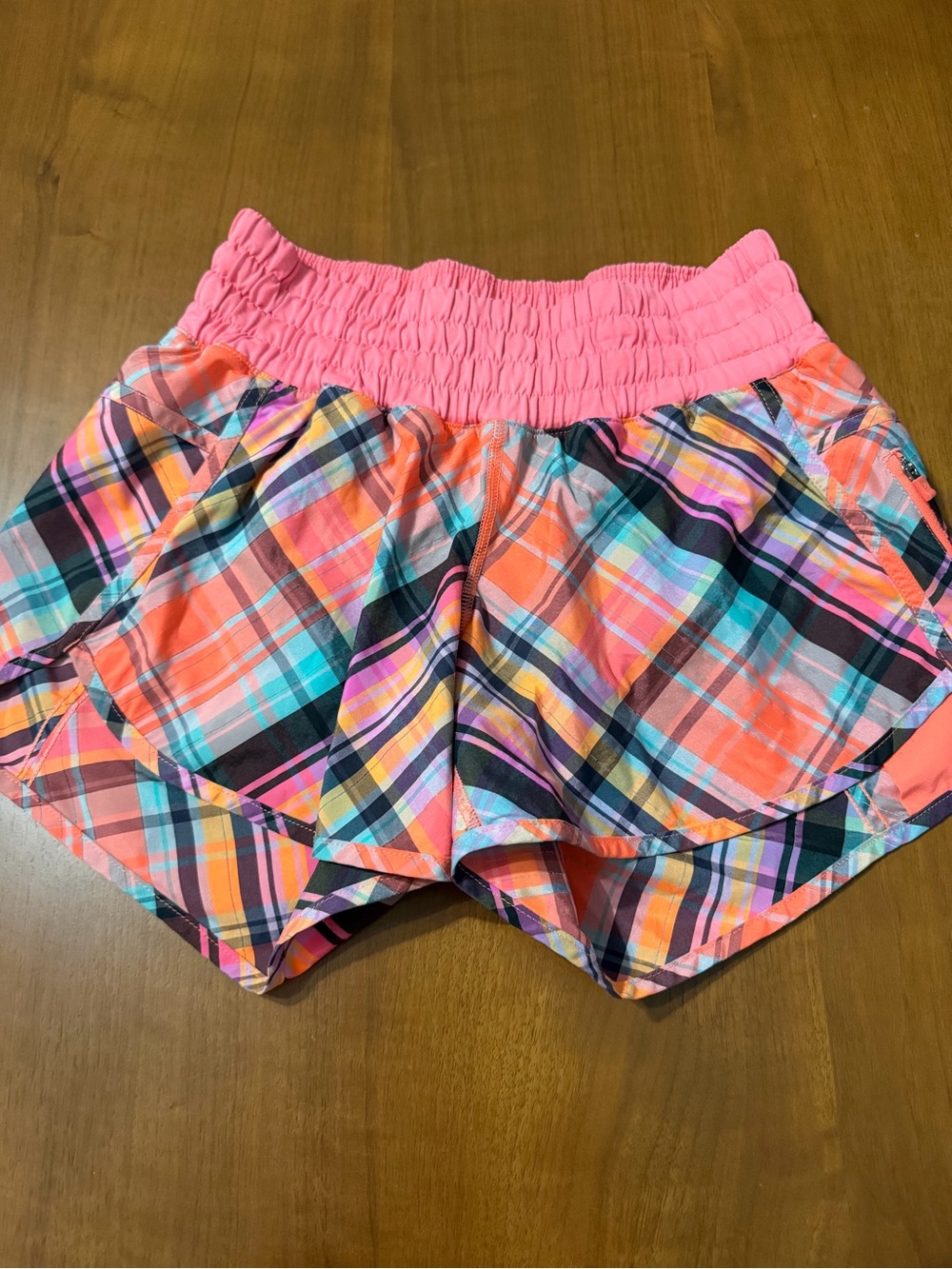 lululemon athletica tracker short II Rad Plaid Flare Coral Vintage Shorts